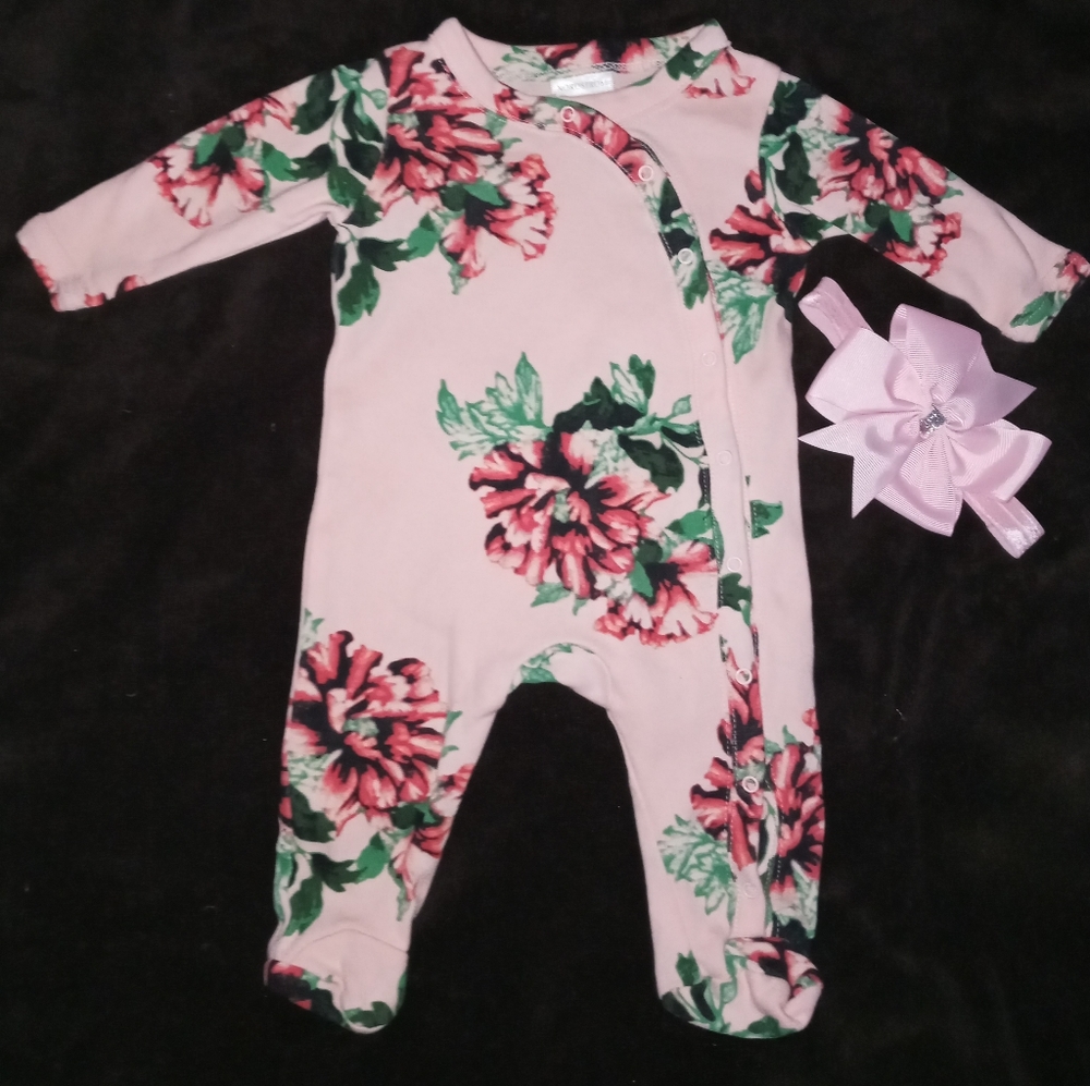 Newborn Pink Flower Romper Nordstrom
